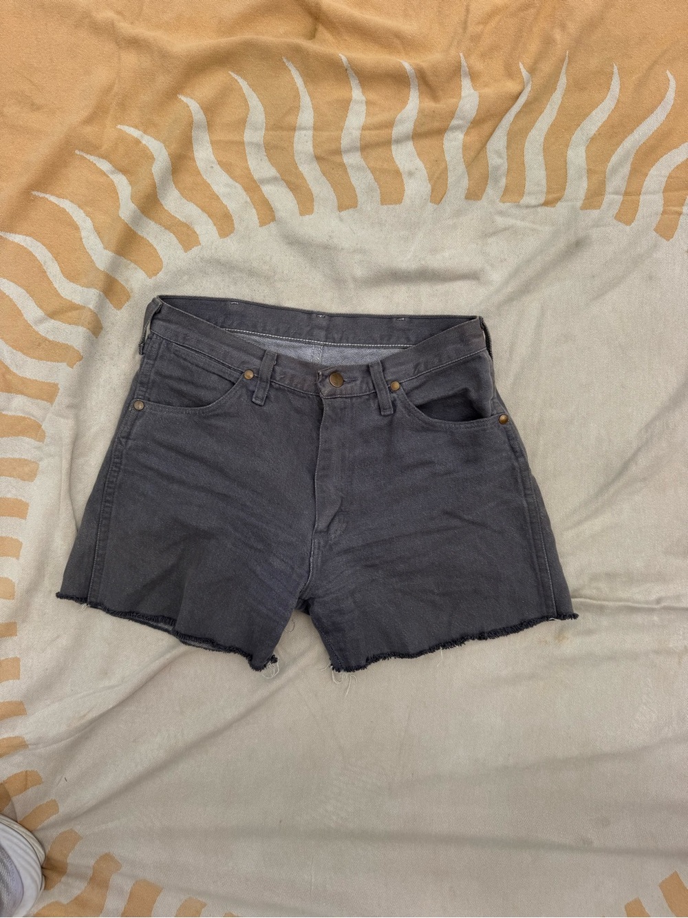 Wrangler Black High-Rise Cutoff Denim Shorts